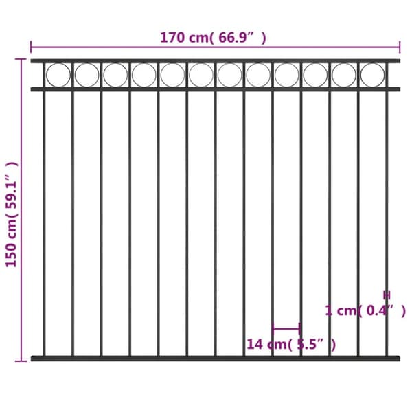 hegnspanel 1,7x1,5 cm stål sort