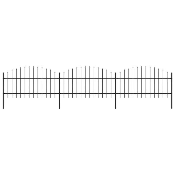 havehegn med spydtop (1-1,25) x 5,1 m sort stål