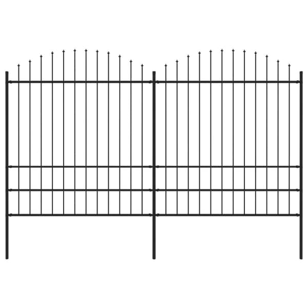Puutarha-aita keihäskärjillä teräs (1,75-2)x3,4 m musta