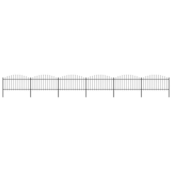 havehegn med spydtop (1,25-1,5) x 10,2 m sort stål