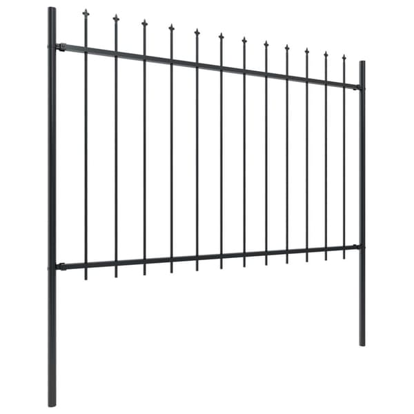 havehegn med spydtop 11,9 x 1,2 m sort stål