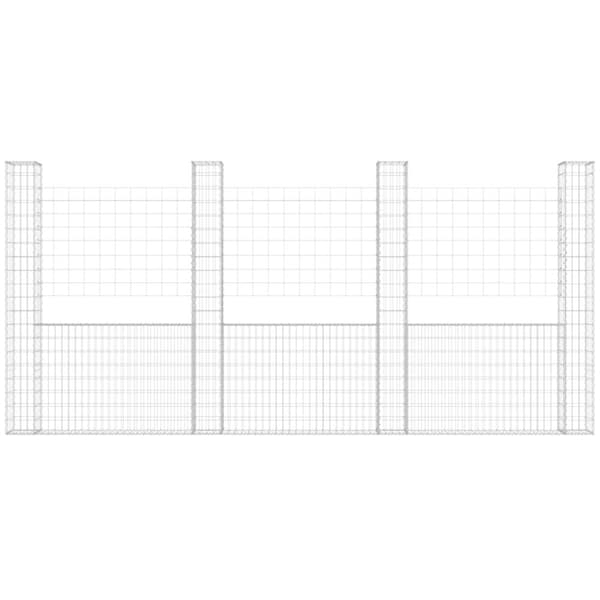 gabionkurv med 5 stolper 500x20x200 cm U-facon jern