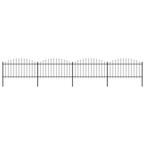 havehegn med spydtop (1,25-1,5) x 6,8 m sort stål