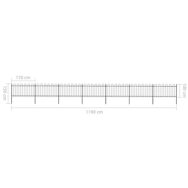 Puutarha-aita kaarikärjillä 11,9x1 m teräs musta