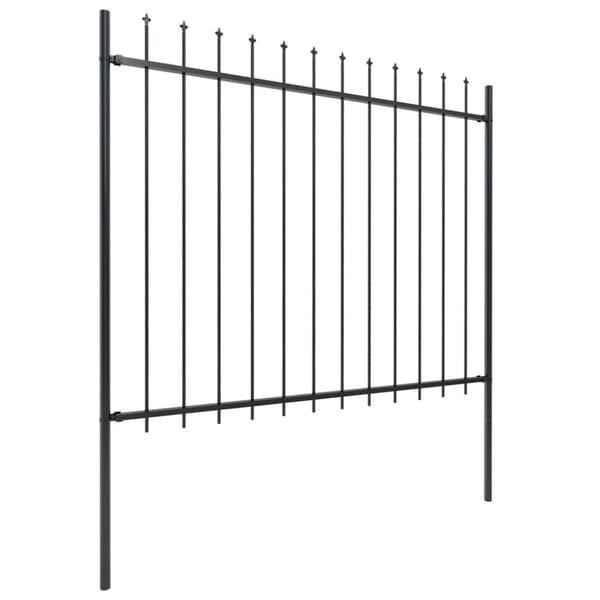 Trädgårdsstaket med spjuttopp stål 10,2x1,5 m svart