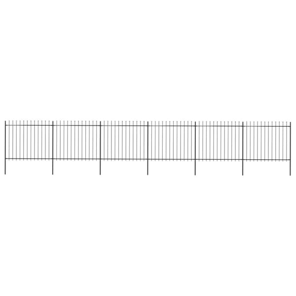 Trädgårdsstaket med spjuttopp stål 10,2x1,5 m svart