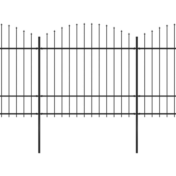 havehegn med spydtop (1,5-1,75) x 13,6 m sort stål