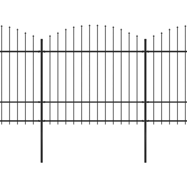 havehegn med spydtop (1,5-1,75) x 15,3 m sort stål