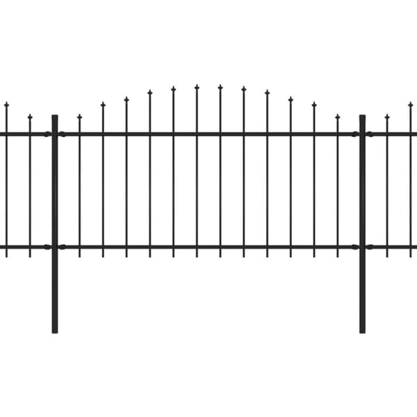 havehegn med spydtop (1,25-1,5) x 17 m sort stål