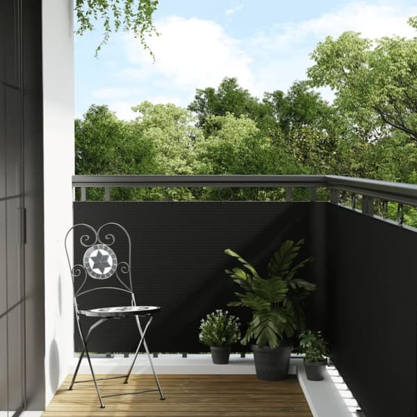 Parvekesuoja musta 400x80 cm polyrottinki