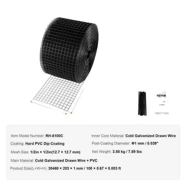 Solpanel Fågelskydd, Rostfria Stålskruvar, Rostskyddande PVC-beläggning, 8inx100ft typ3