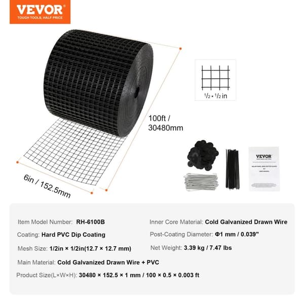 Aurinkopaneeli Lintu Suojus, Ruostumattomat Teräskiinnittimet, Ruostumaton PVC-pinnoite, 8 tuumaa x 100 jalkaa tyyppi 3