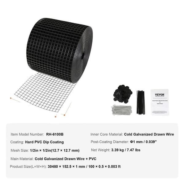 Aurinkopaneeli Lintu Suojus, Ruostumattomat Teräskiinnittimet, Ruostumaton PVC-pinnoite, 8 tuumaa x 100 jalkaa tyyppi 3 6inx100ft type2