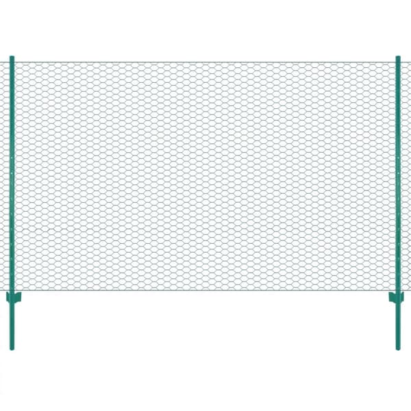 Stängsel med stolpar stål 25x2 m grön