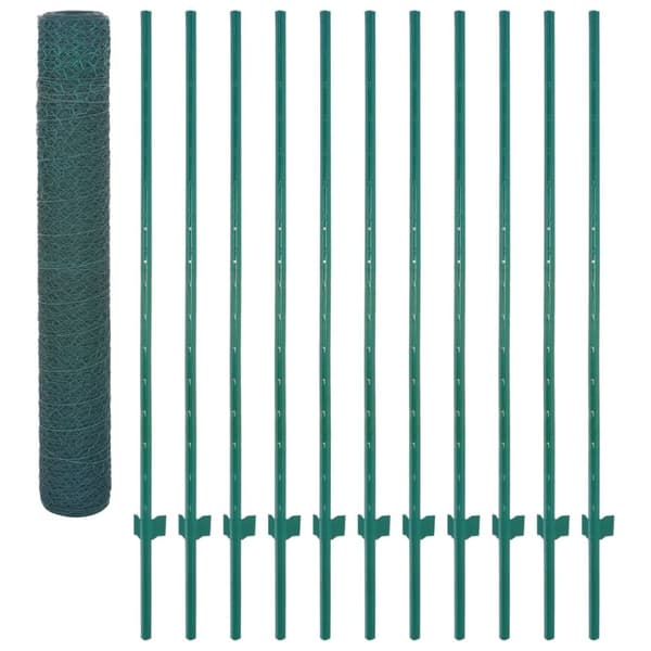 Stängsel med stolpar stål 25x2 m grön