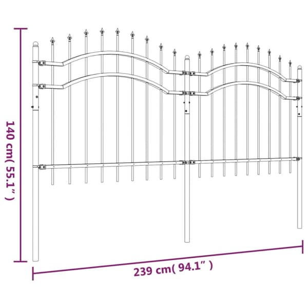 havehegn med spydtop 140 cm pulverlakeret stål sort