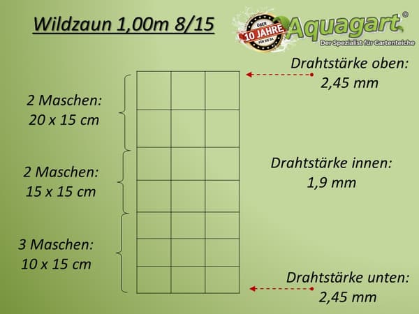 50 m Riista-aita Metsä-aita Kenttäaita Solmittu aita 100/8/15 + tolpat + kiristysvaijeri