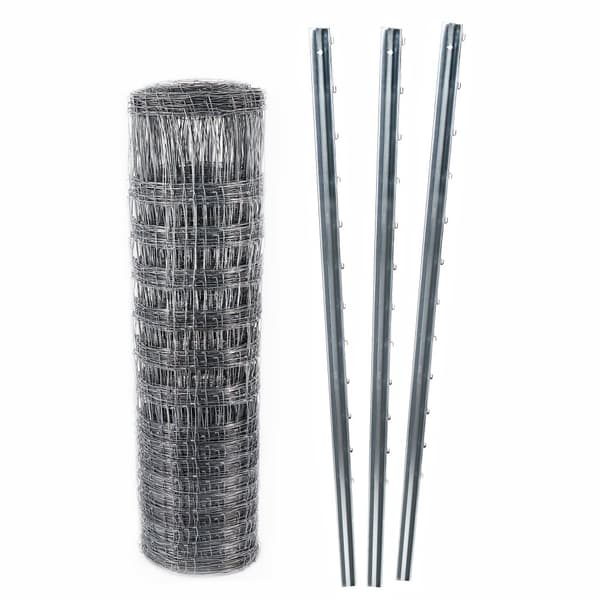 100 m Riista-aita Metsä-aita Kenttäaita 200/22/15 Heavy duty + Z-osa aitatolpat 2,5 m pitkä