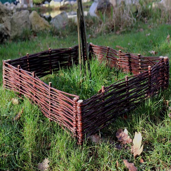 1 Kanter lavet af pil 10x50 cm I Blomsterbedskant / Pilehegn til kantbede Plænekant