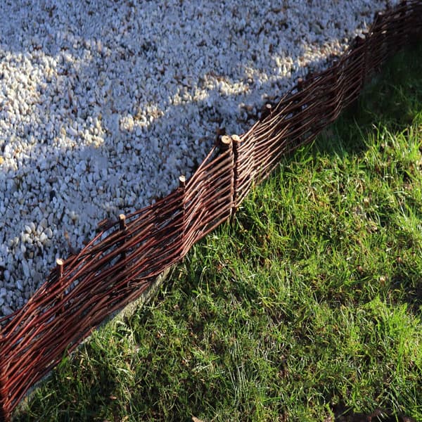 7 Kanter lavet af pil 20x50 cm I Blomsterbedskant / Pilehegn til kantbede Plænekant