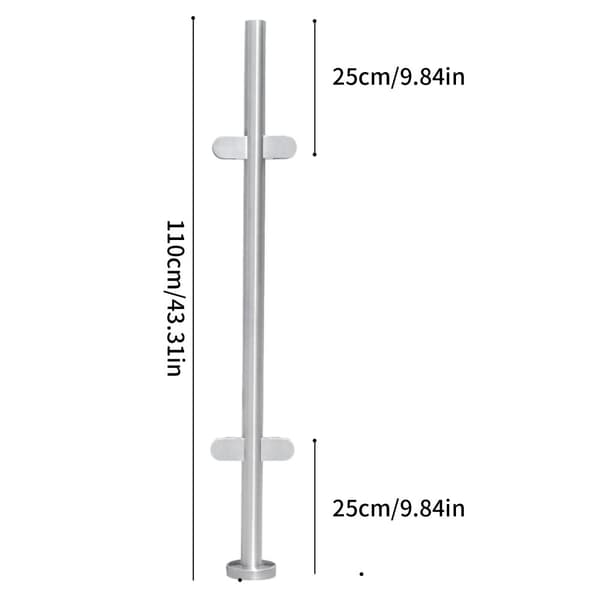 Glasräcke Stolpe, Rostfritt Stål 316, 110 cm Höjd,Silver