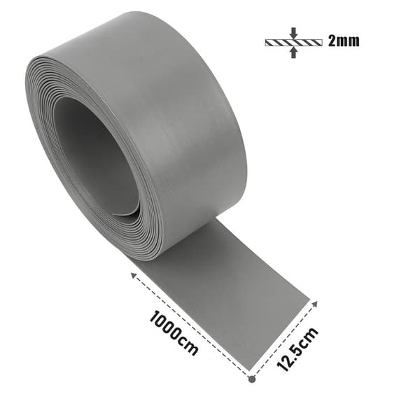 1000 x 12.5 x 0.2cm Gräsmattekant PE plastbäddkant Flexibel gräsmattekant Bäddkant Klippkant Rotspärr Grå