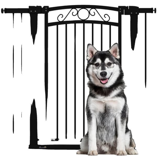 Hundehegn, Justerbar Bredde 76-104 cm, Rustfrit Stål Materiale,sort, 104x4x96 cm
