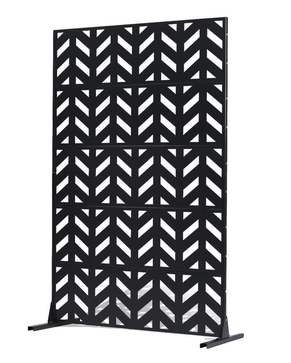 Metal Privatlivsskærm, 5-panel design, robust konstruktion, sort farve