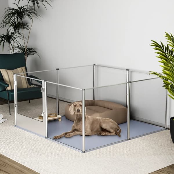 Pet Playpen, Holdbare Akrylpaneler, Alsidig Indendørs Design,132x132x80,5CM