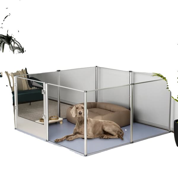 Pet Playpen, Holdbare Akrylpaneler, Alsidig Indendørs Design,132x132x80,5CM