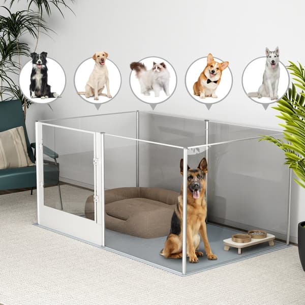 Pet Playpen, Holdbare Akrylpaneler, Alsidig Indendørs Design,163x102,5x80CM