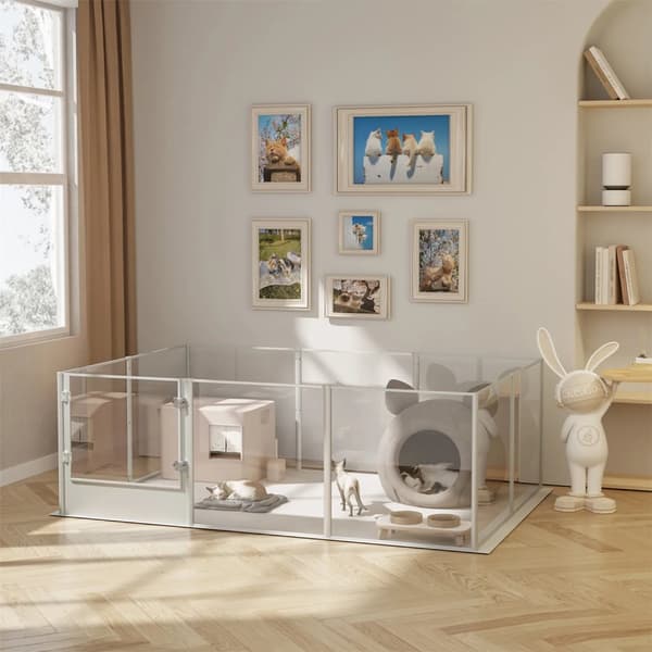 Pet Playpen, Holdbare Akrylpaneler, Alsidig Indendørs Design,180x120x61CM