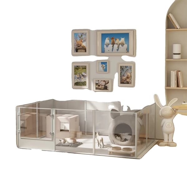 Pet Playpen, Holdbare Akrylpaneler, Alsidig Indendørs Design,180x120x61CM