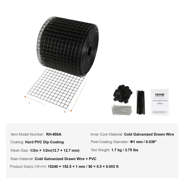 Aurinkopaneeli Lintu Suojus, Ruostumattomat Teräskiinnittimet, Ruostumaton PVC-pinnoite, 6 tuumaa x 50 jalkaa