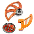 Miniatyrbild 1 av 2: Bromsskiva skydd, CNC-bearbetad, fram- och baksida skydd, Orange Fram Bak