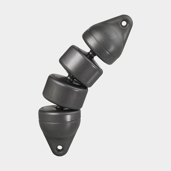 Ledad fender för RIB / gummibåt Plastimo Articulated RIB, 48 cm, Ø12 cm, svart + fenderlina Ø5 mm x 1 meter