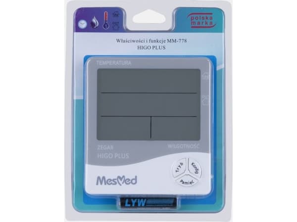 Hygrometer MM-778 Higo Plus med fukcją termoteru i zegara