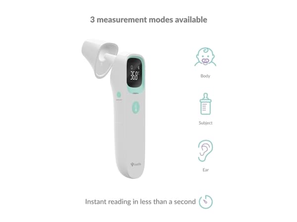 TrueLife Care Q10 BT, Fjernmålingstermometer, Hvit, Øre, Panne, Knapper, °C, °F, Kroppstemperatur, Overflatetemperatur