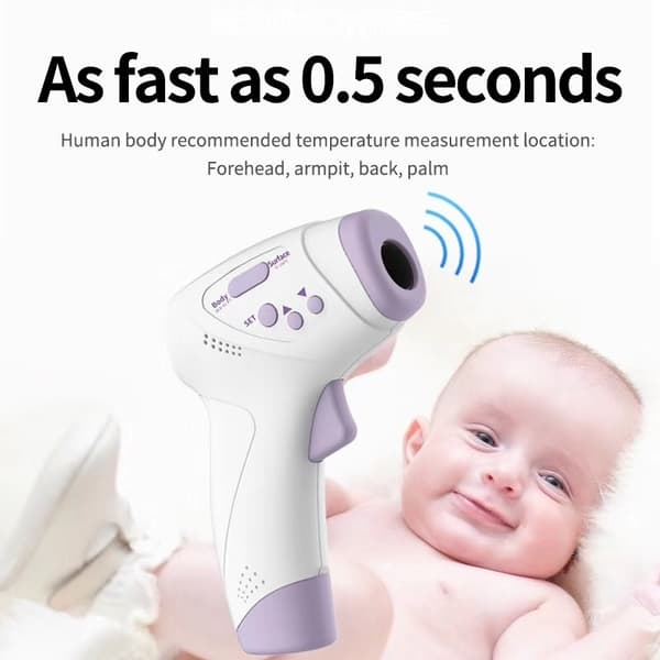 Febertermometer, beröringsfri med IR-teknik för barn/vuxna, Lila/Vit