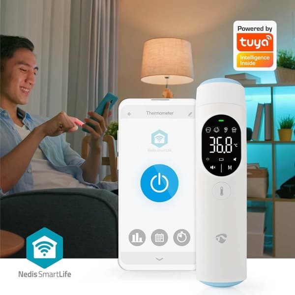 Nedis SmartLife Infrarødt Termometer | LED Display | Øre / Pande | Hvid