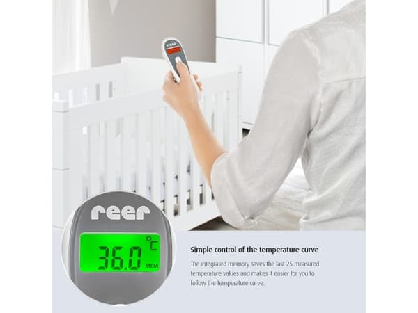 reer R98050, Kontakttermometer, Grå, Hvit, Knapper, °C, Kroppstemperatur, Overflatetemperatur, 0 - 99 °C