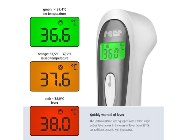 reer R98050, Kontakttermometer, Grå, Hvit, Knapper, °C, Kroppstemperatur, Overflatetemperatur, 0 - 99 °C