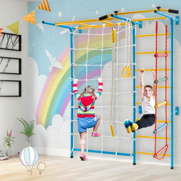 Børns Indendørs Gymnastik Legeland, Svensk Væg Stige, 78x33x87.5 cm, Gul