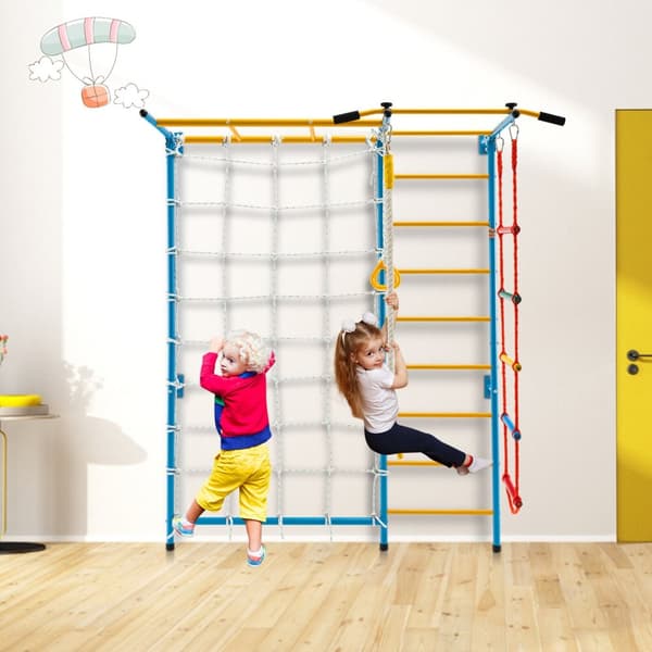 Børns Indendørs Gymnastik Legeland, Svensk Væg Stige, 78x33x87.5 cm, Gul