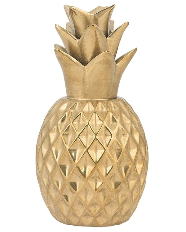 Dekorativ figur Guld Keramik Ananas Statuette Ornament Glamour Style Dekor Tilbehør