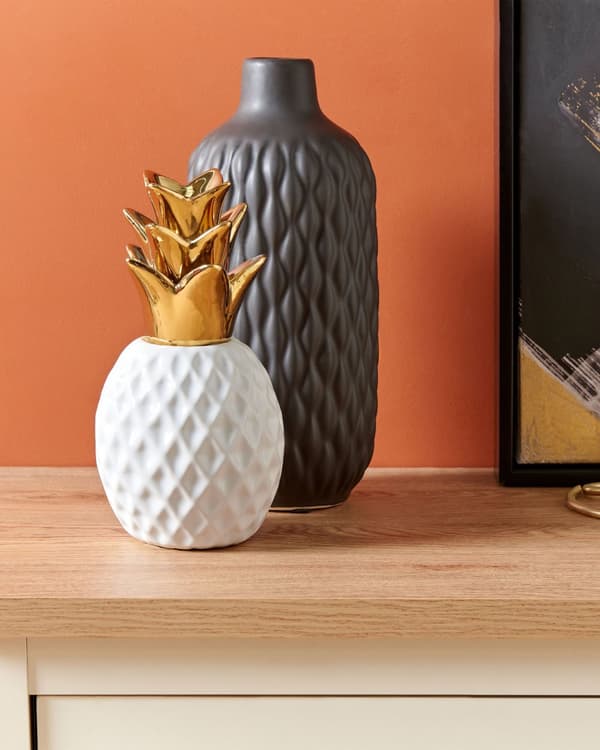 Dekorativ figur hvid keramisk ananas statuette Ornament Glamour Style Dekor Accessories