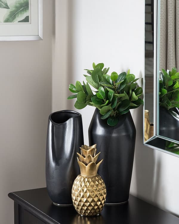 Dekorativ Statyett Guld Keramik Ananas Prydnad Glamourstil Dekor Tillbehör