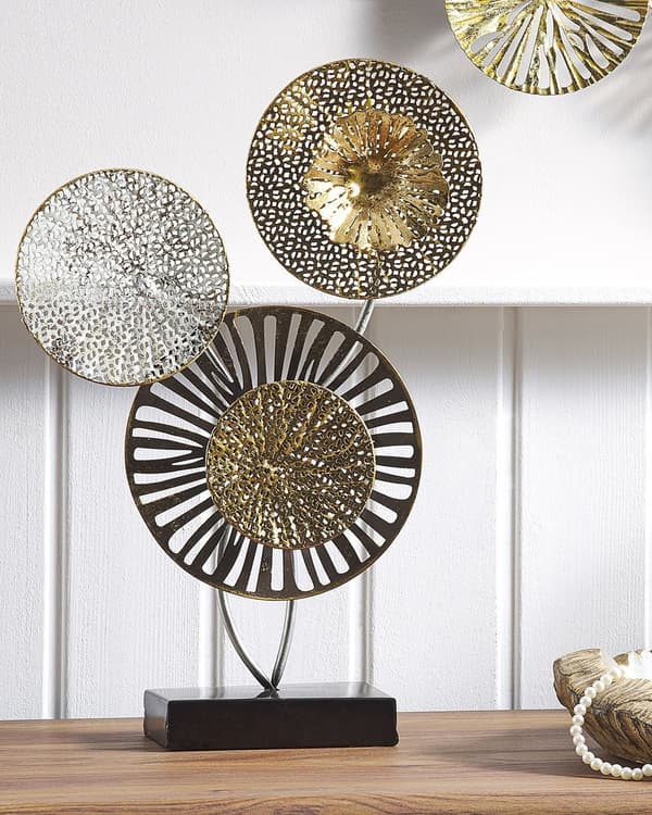 Dekoration Guld och Silver Metall 44 cm Cirklar Rustik Modern Industrial