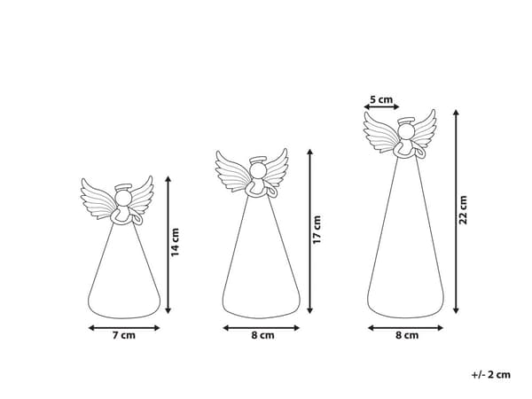Sæt med 3 dekorative engle hvidt glas LED-belyste figurer Juleferiesæson dekoration