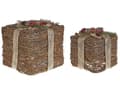 Miniatyrbild 1 av 9: Set med 2 dekorativa presentförpackningar Röd Trä Julpynt Olika storlekar Rustik design